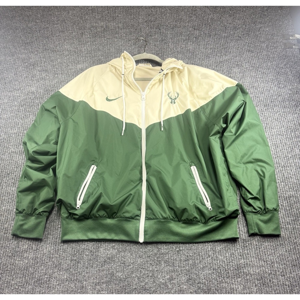 Nike NBA Milwaukee Bucks Full Zip Courtside Windrunner Sz Large 75th Anniversary